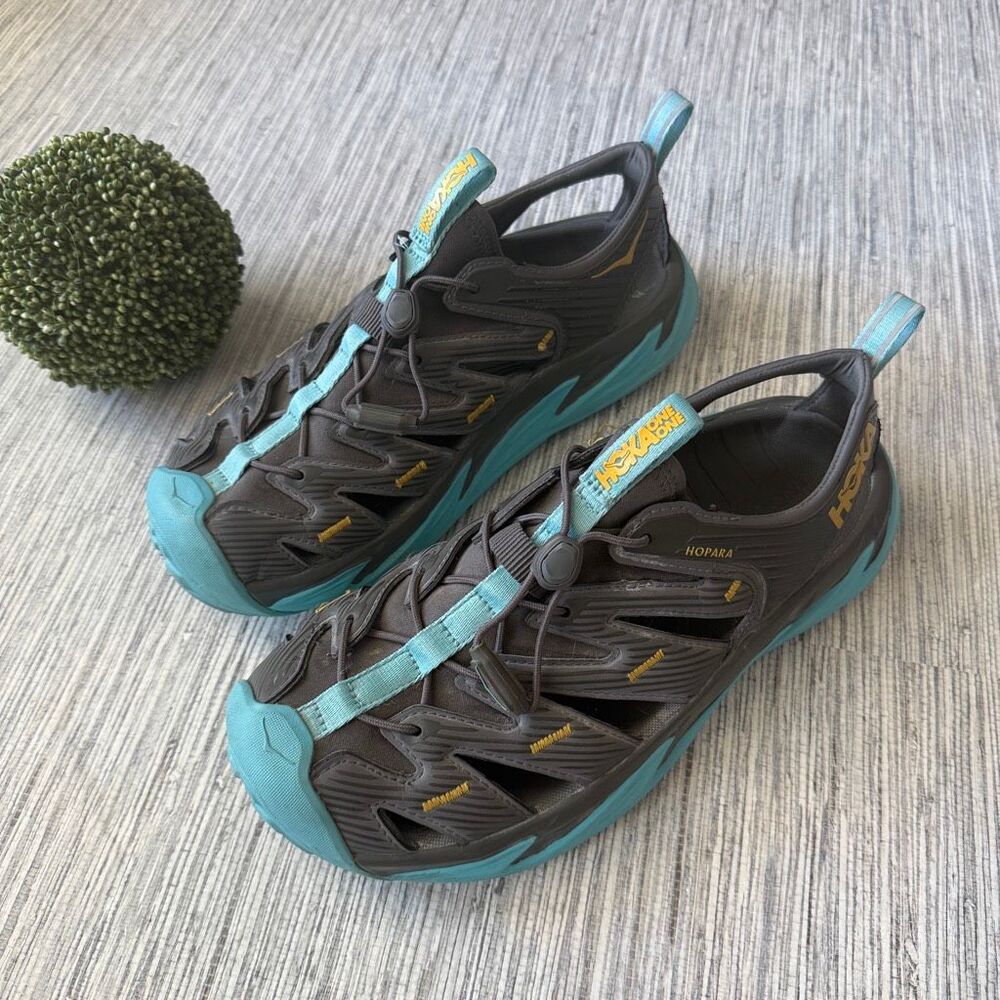 Hoka One One Hopara Women's Hiking Sandals - Dark Gull Grey / Antigua Sand - Siz